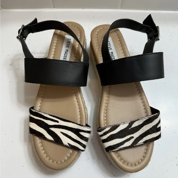 Steve Madden Women's Fifer Espadrille Wedge Sandals 7 Zebra Print Platform NWOT - Picture 6 of 9